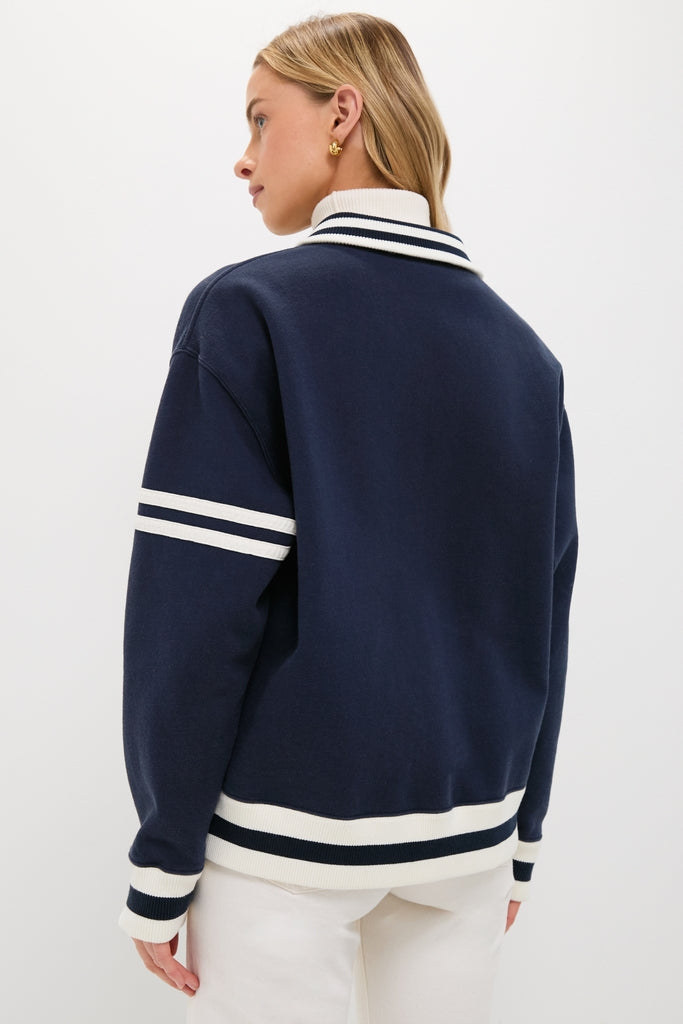 Navy Albright Fleece Varsity Jacket