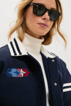 Navy Albright Fleece Varsity Jacket