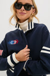 Navy Albright Fleece Varsity Jacket