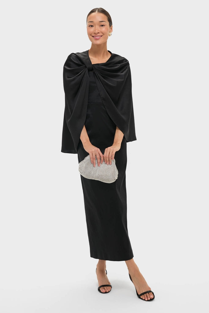 Black Satin Mountbatten Cape | Tuckernuck