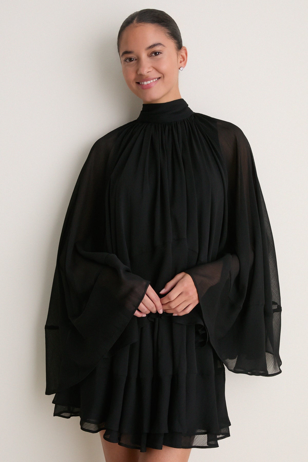 Black Cape Chiffon Mayfield Dress