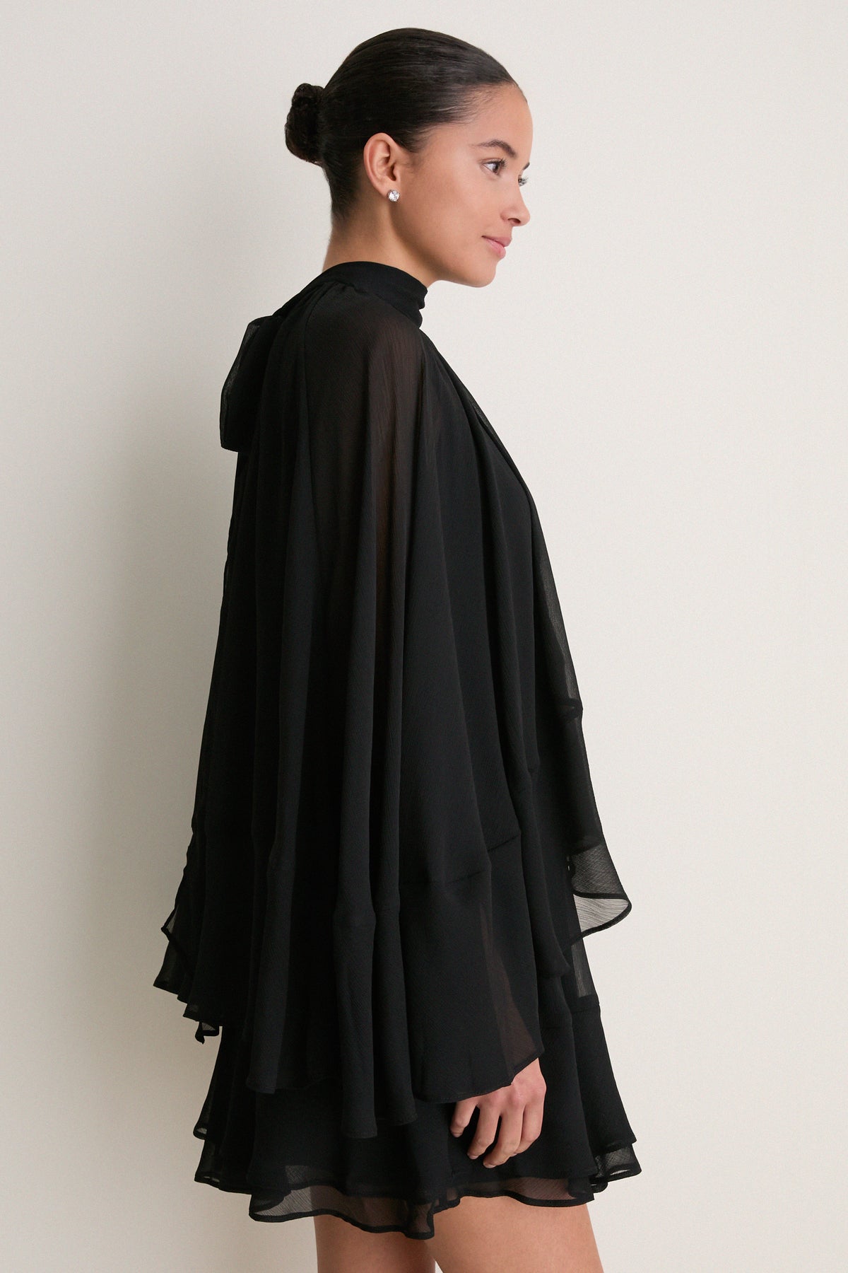 Black Cape Chiffon Mayfield Dress