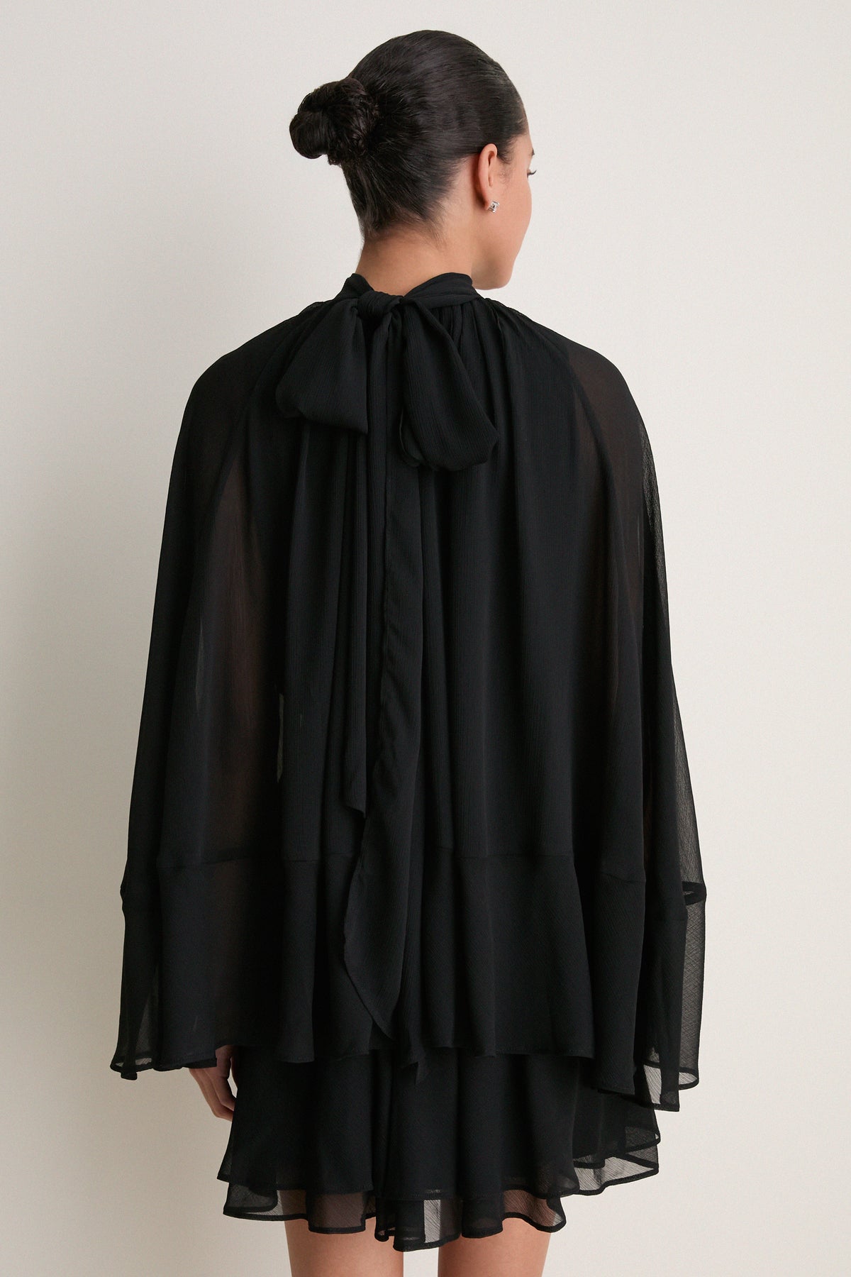 Black Cape Chiffon Mayfield Dress