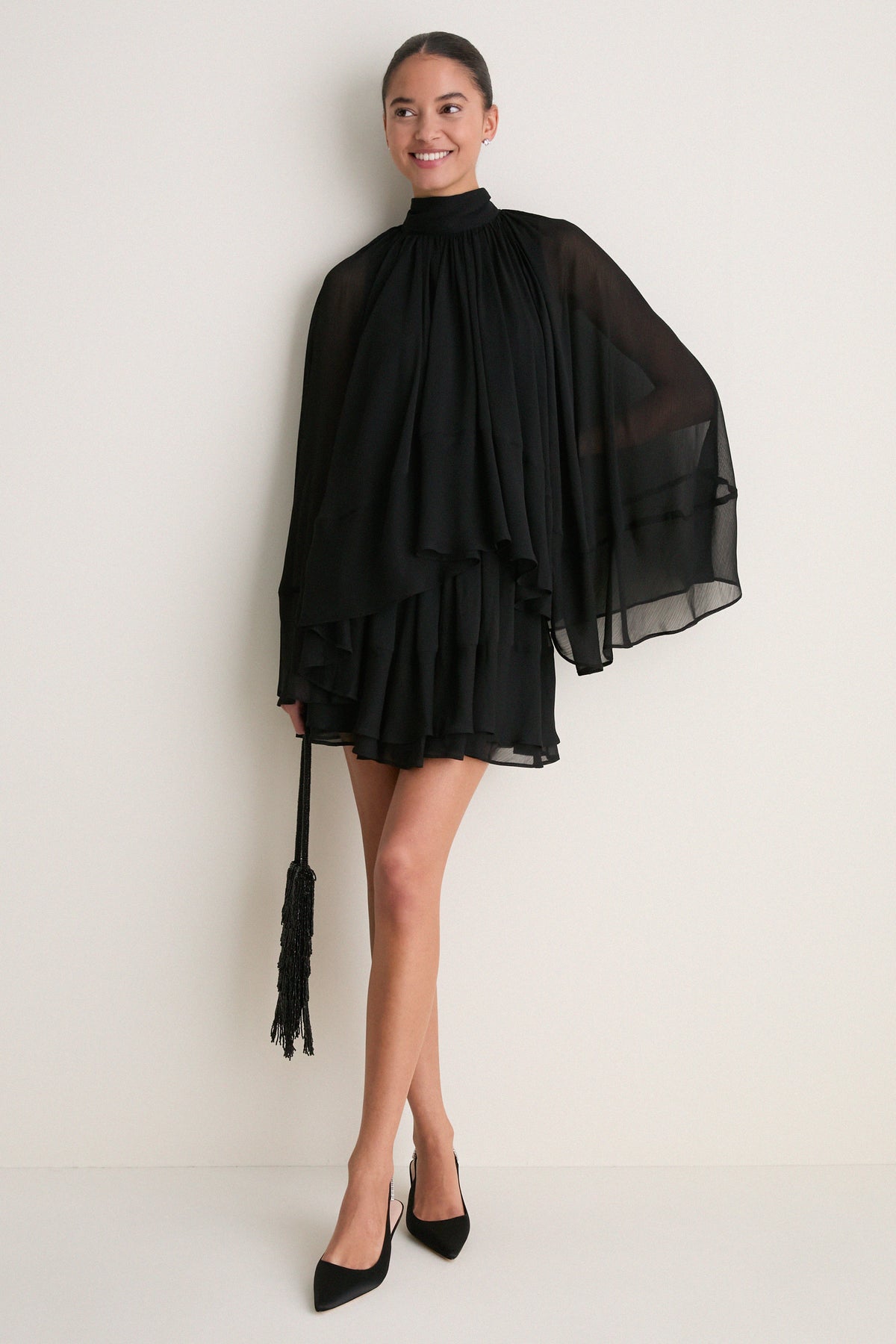 Black Cape Chiffon Mayfield Dress