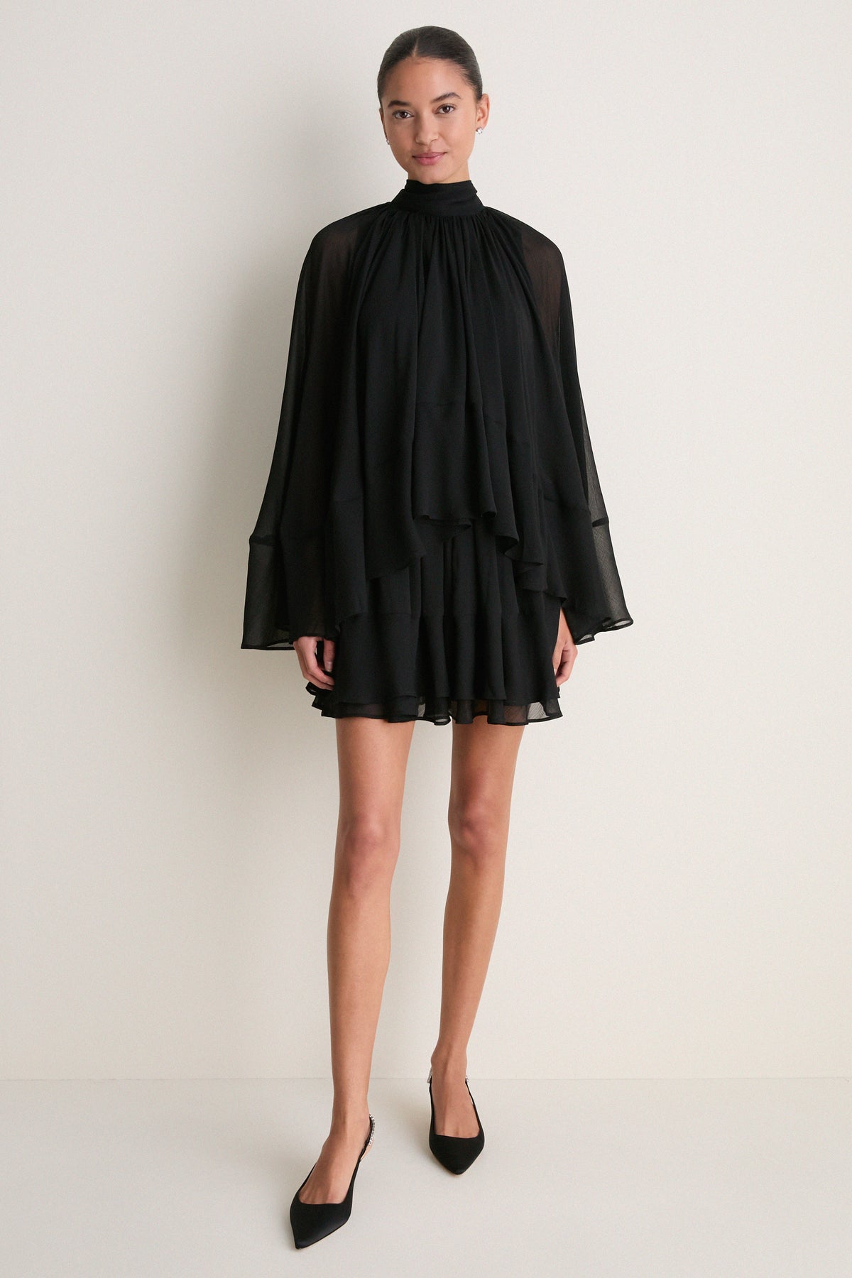 Black Cape Chiffon Mayfield Dress