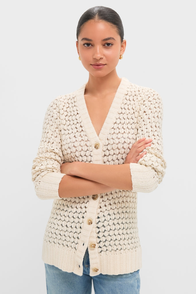 Metallic Cream Knit Caspar Cardigan
