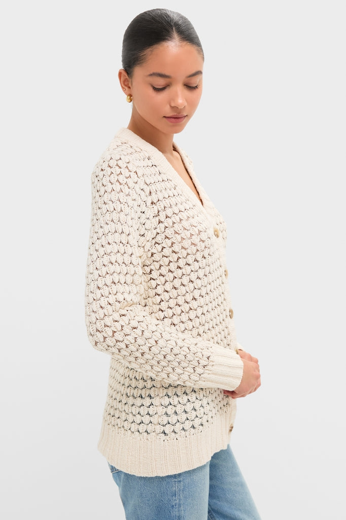 Metallic Cream Knit Caspar Cardigan
