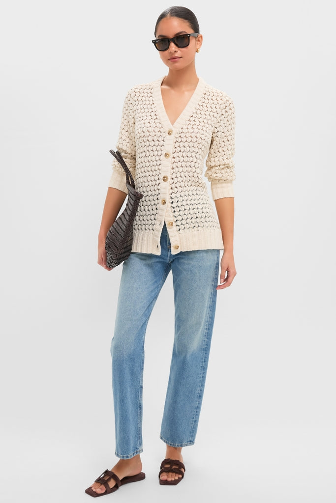 Metallic Cream Knit Caspar Cardigan