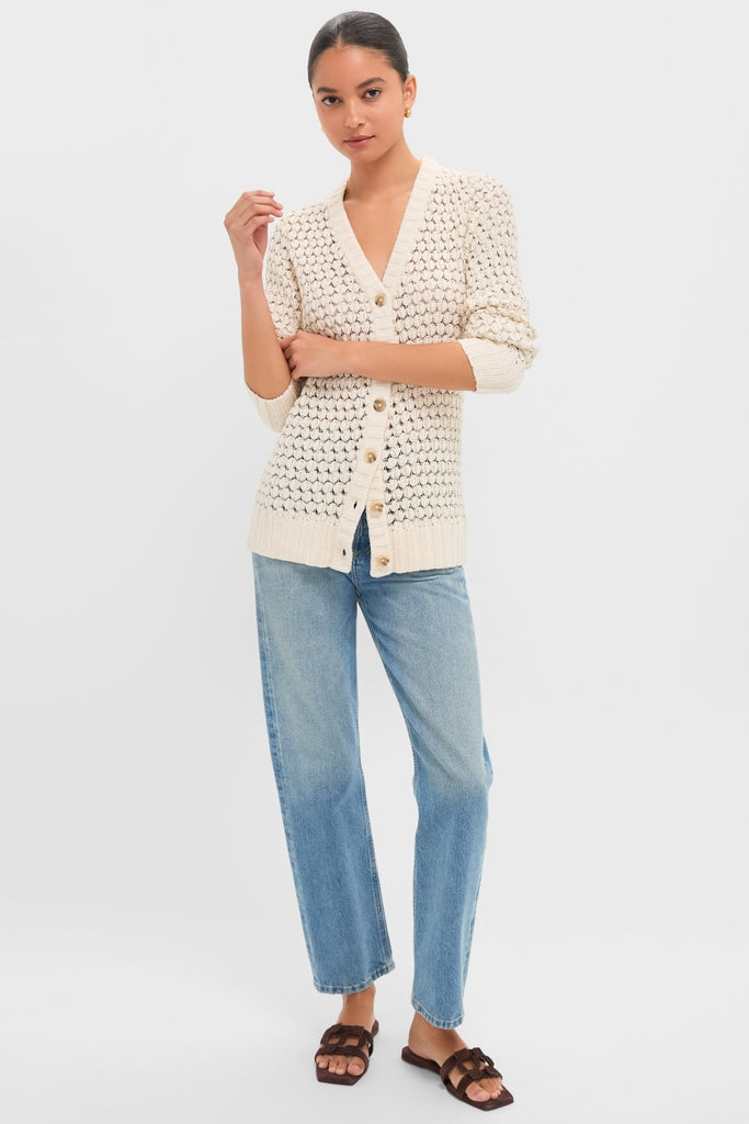 Metallic Cream Knit Caspar Cardigan
