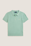 Girls Short-Sleeve Combed Cotton Mini Cable Knit Polo