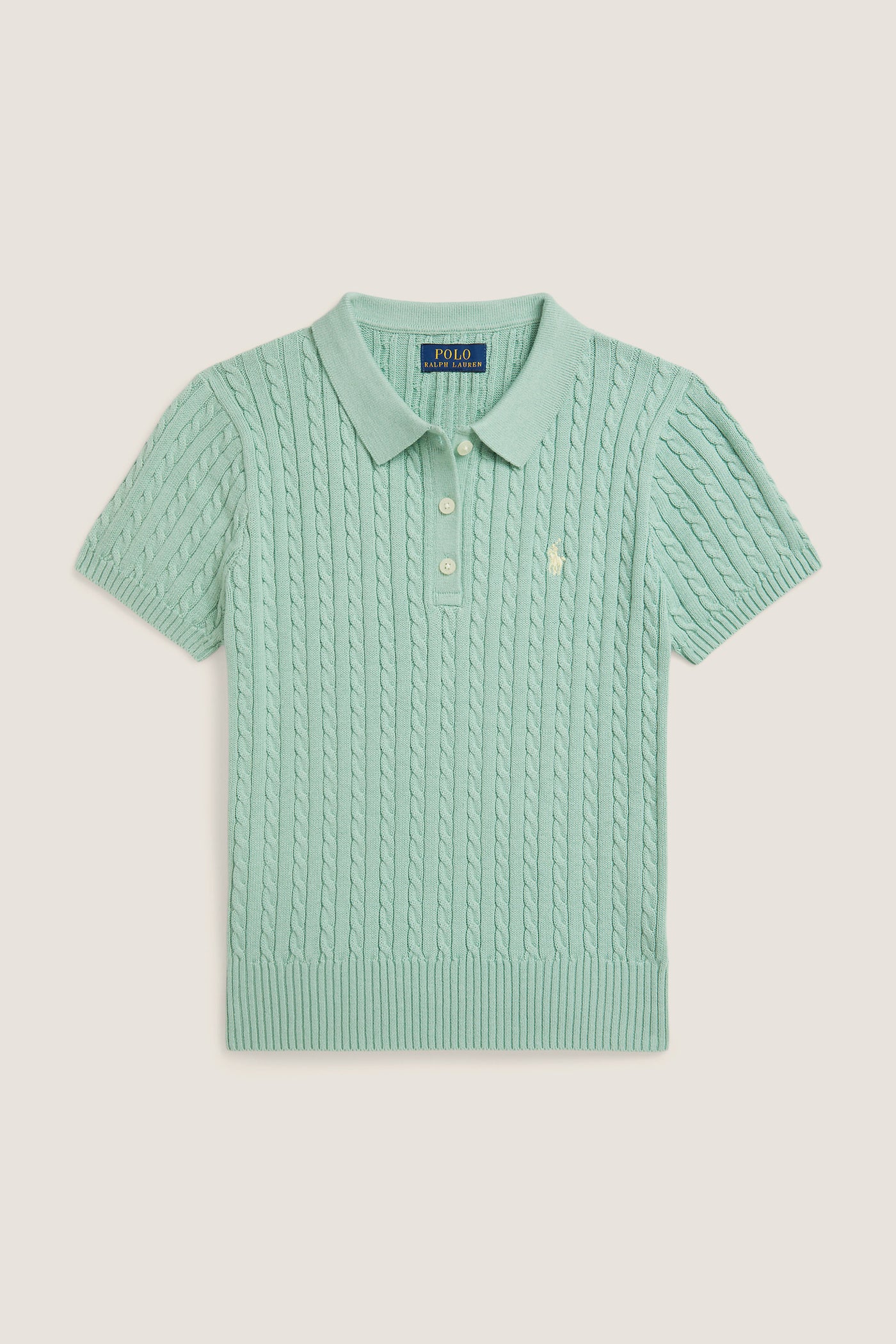 Girls Short-Sleeve Combed Cotton Mini Cable Knit Polo