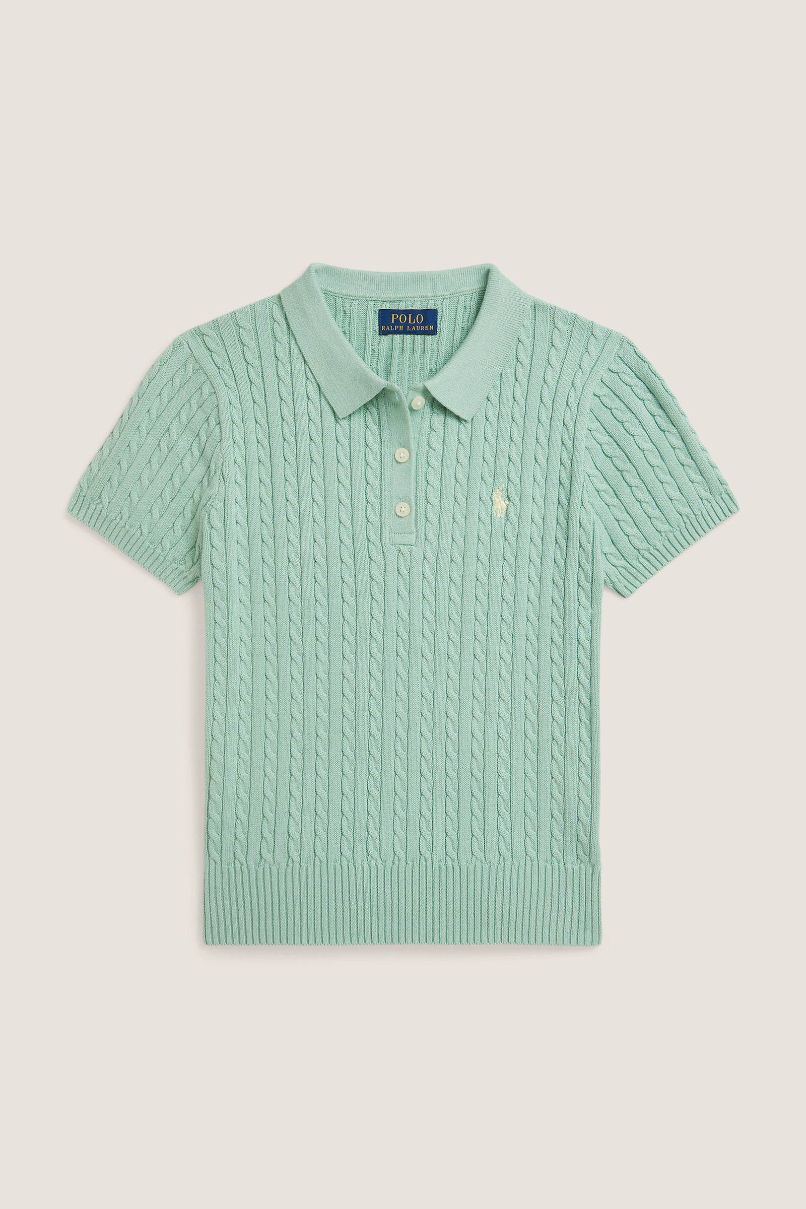 Girls Short-Sleeve Combed Cotton Mini Cable Knit Polo