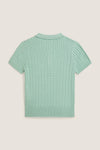 Girls Short-Sleeve Combed Cotton Mini Cable Knit Polo