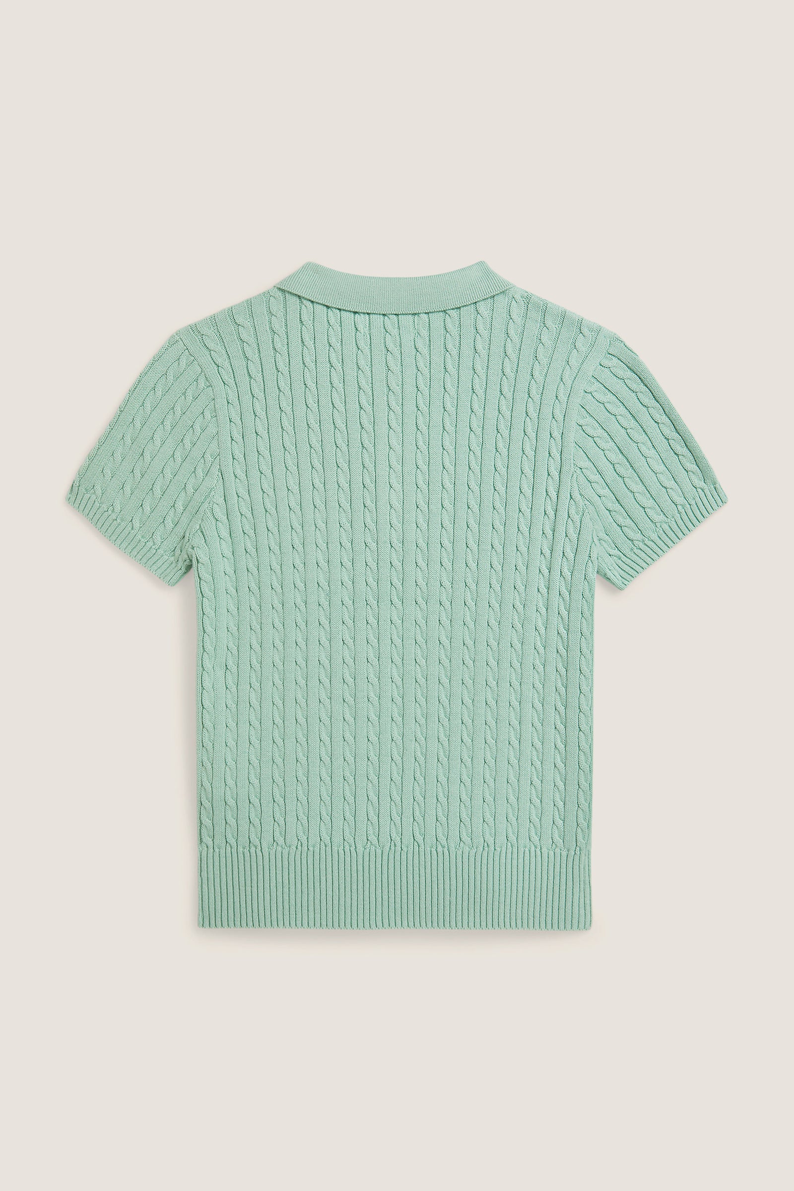 Girls Short-Sleeve Combed Cotton Mini Cable Knit Polo