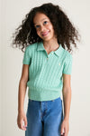 Little Girls Short-Sleeve Combed Cotton Mini Cable Knit Polo