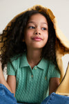 Little Girls Short-Sleeve Combed Cotton Mini Cable Knit Polo