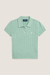 Little Girls Short-Sleeve Combed Cotton Mini Cable Knit Polo