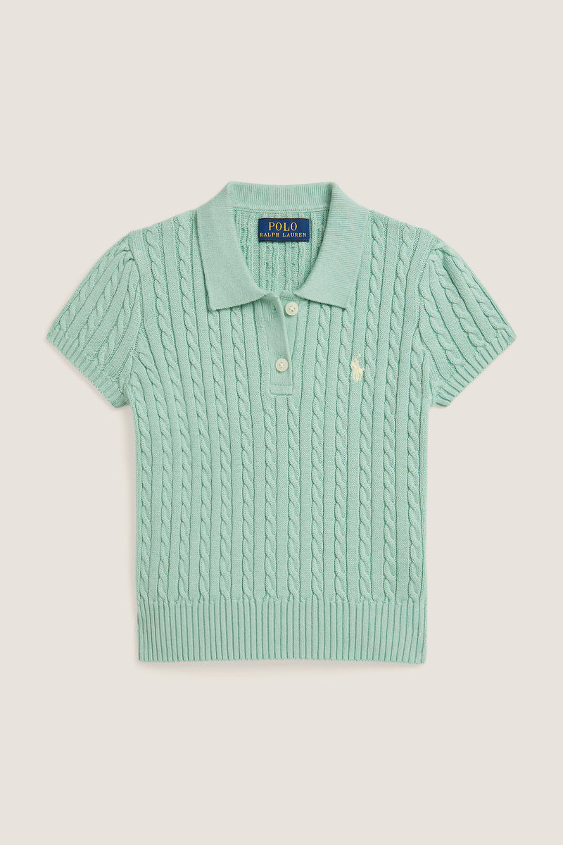 Little Girls Short-Sleeve Combed Cotton Mini Cable Knit Polo