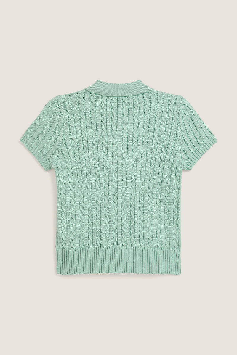 Little Girls Short-Sleeve Combed Cotton Mini Cable Knit Polo