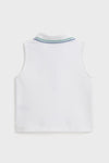 Sleeveless Stretch Mesh Half-Zip Polo Tank