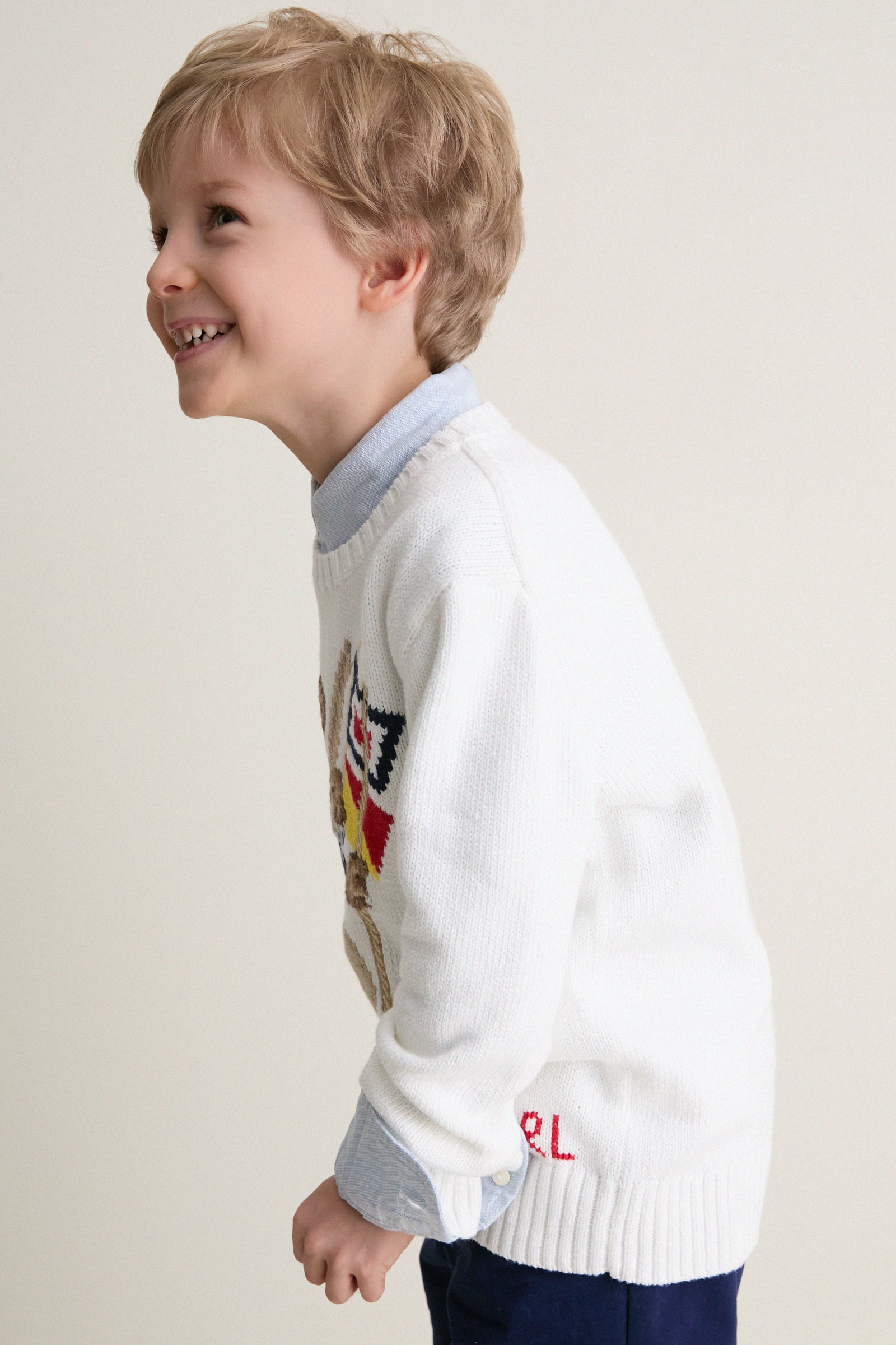Long-Sleeve Combed Cotton RL Sail Polo Bear Sweater