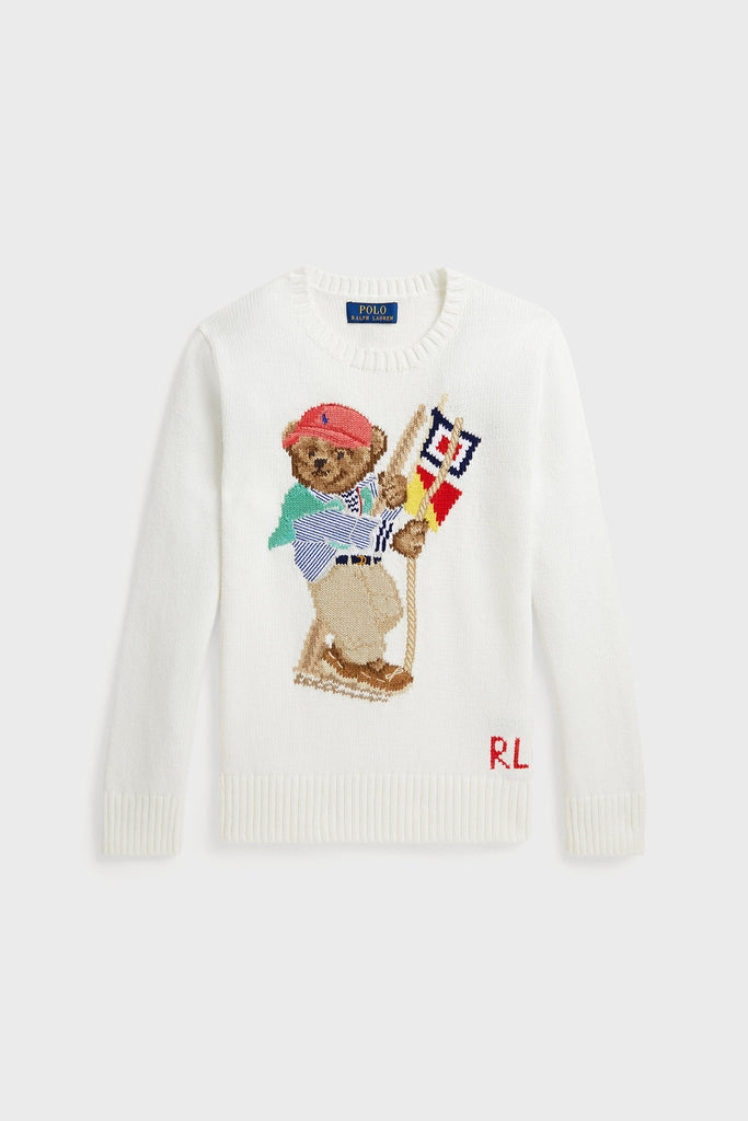 Long-Sleeve Combed Cotton RL Sail Polo Bear Sweater