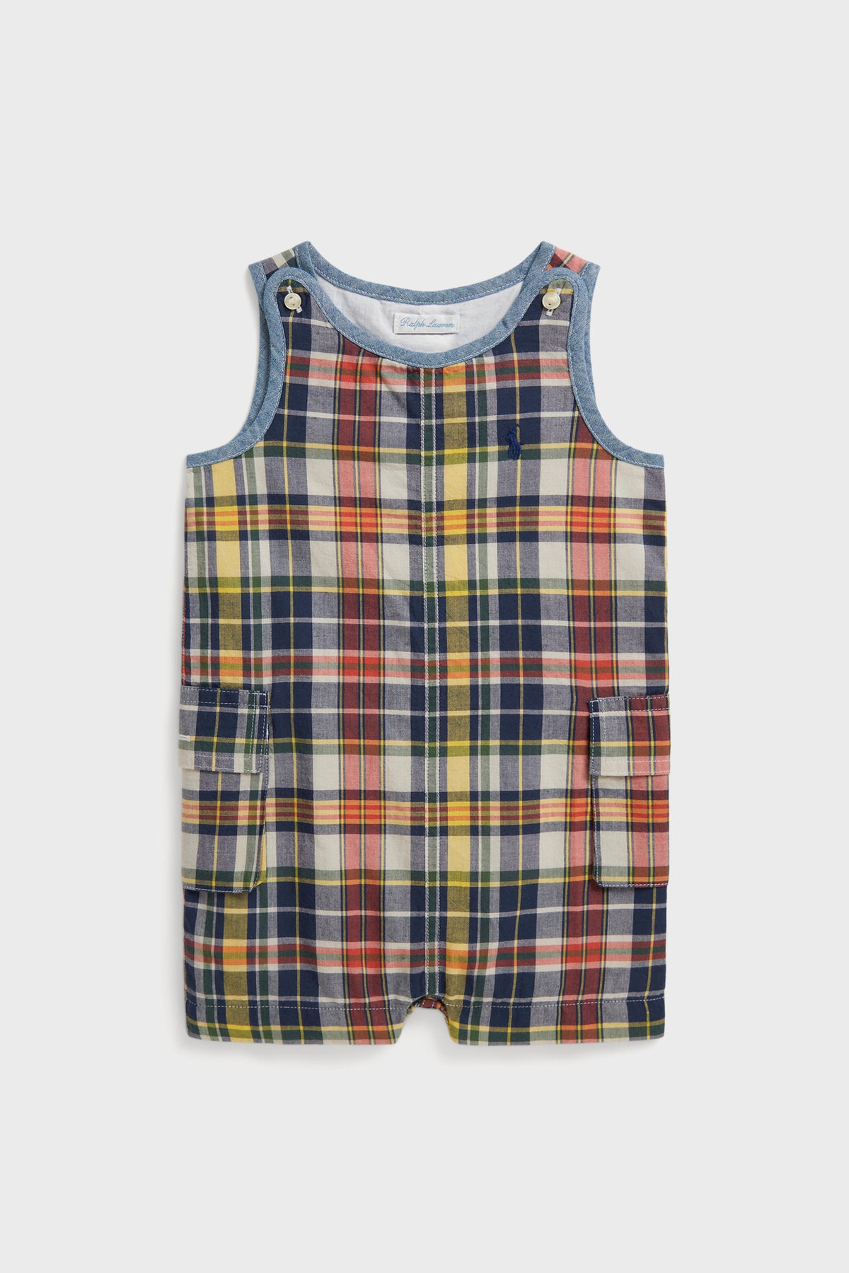 Sleeveless Madras Plaid Shortall