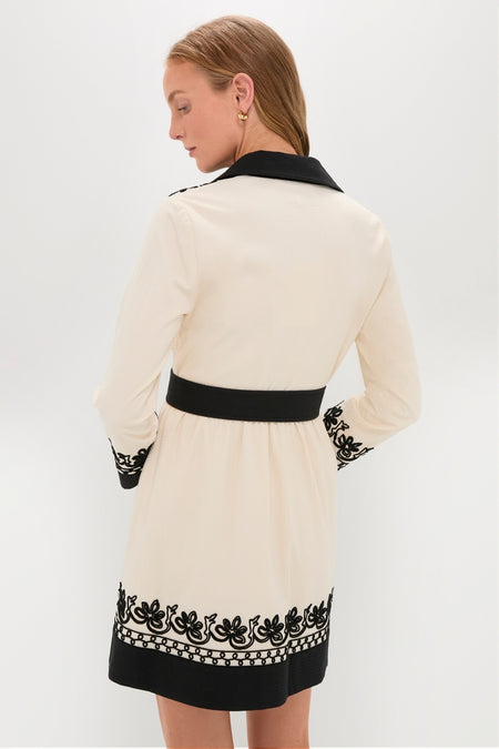 Soutache Cotton Long Sleeve Mini Chloe Dress