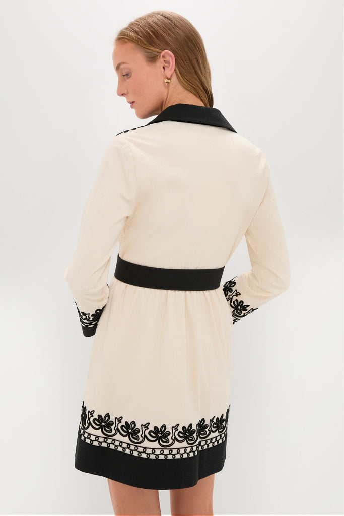 Soutache Cotton Long Sleeve Mini Chloe Dress
