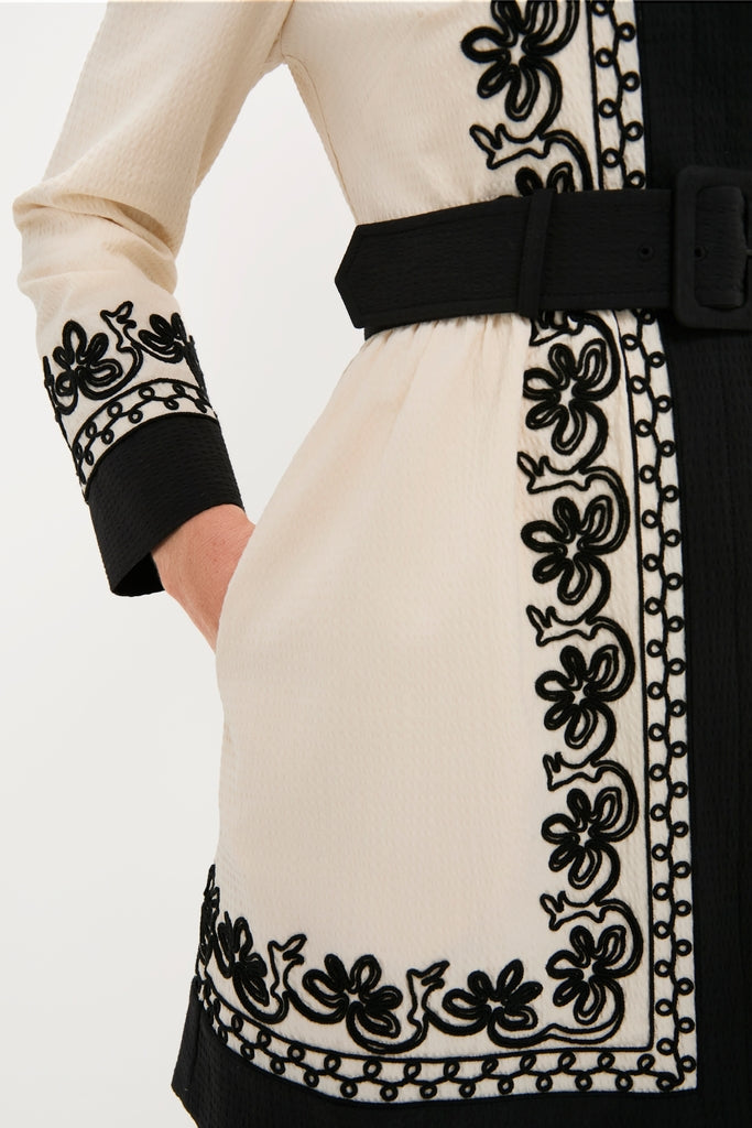 Soutache Cotton Long Sleeve Mini Chloe Dress