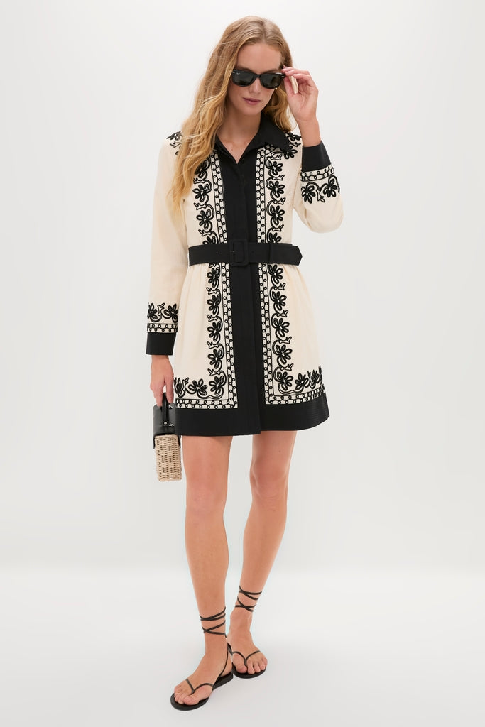 Soutache Cotton Long Sleeve Mini Chloe Dress