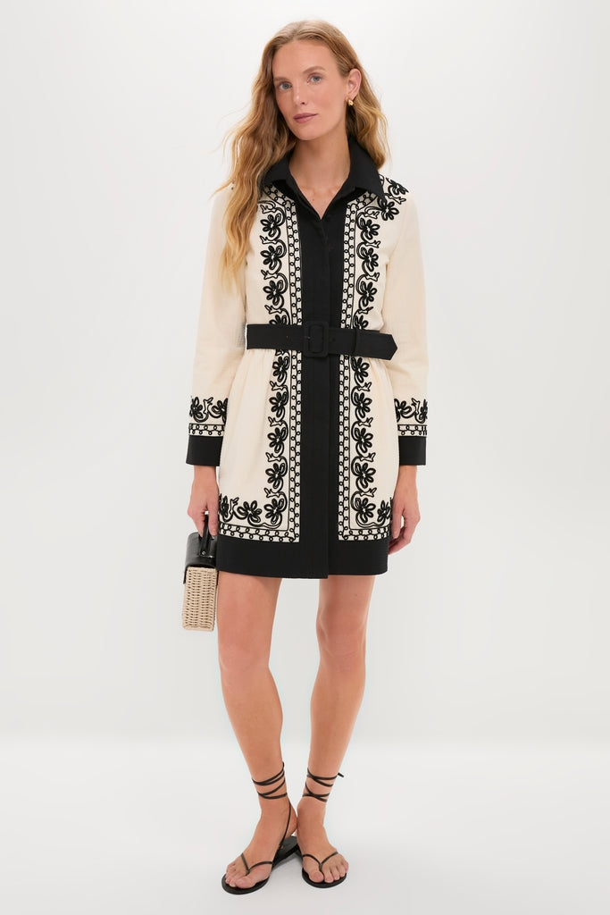 Soutache Cotton Long Sleeve Mini Chloe Dress