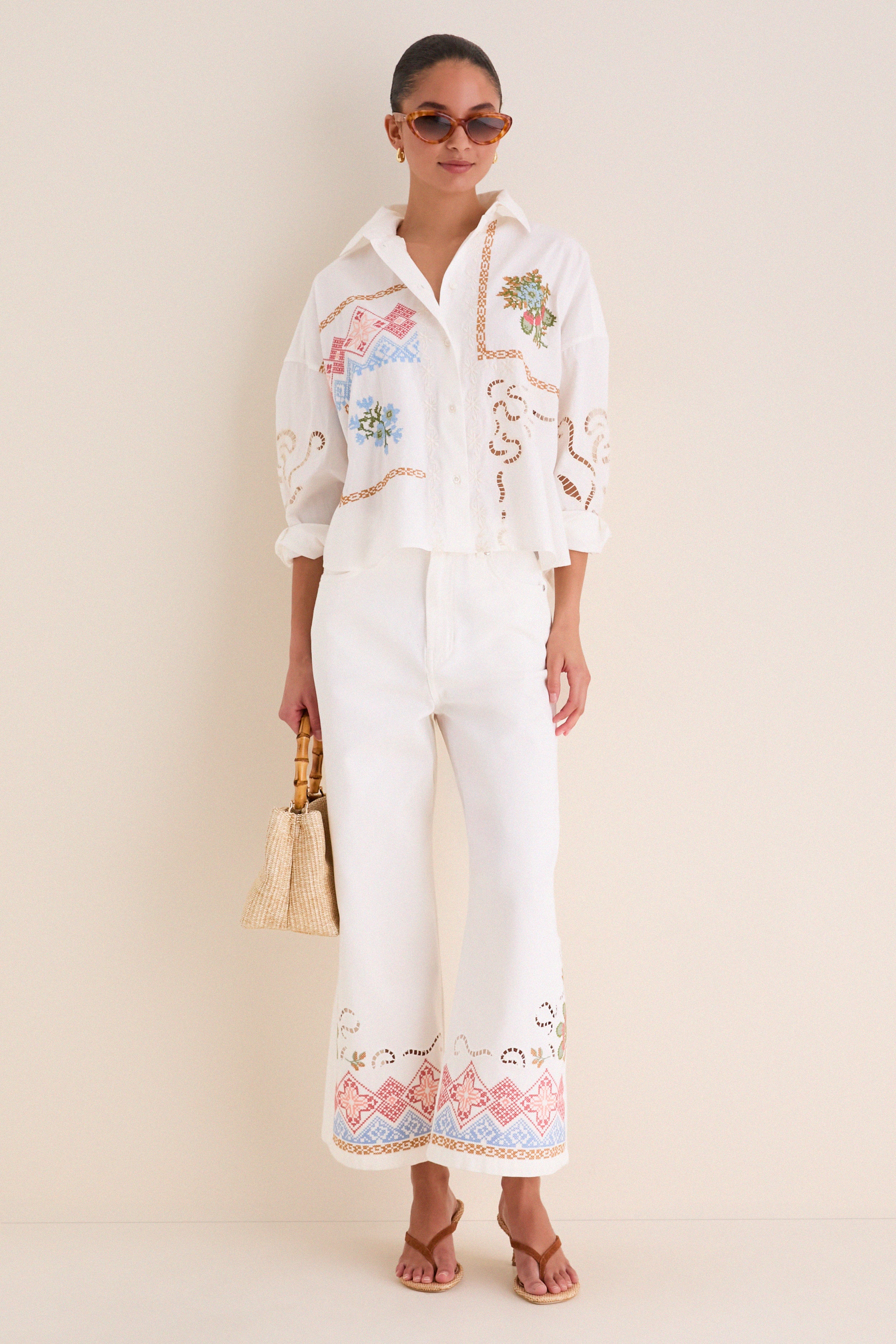 White Adunco Long Trouser