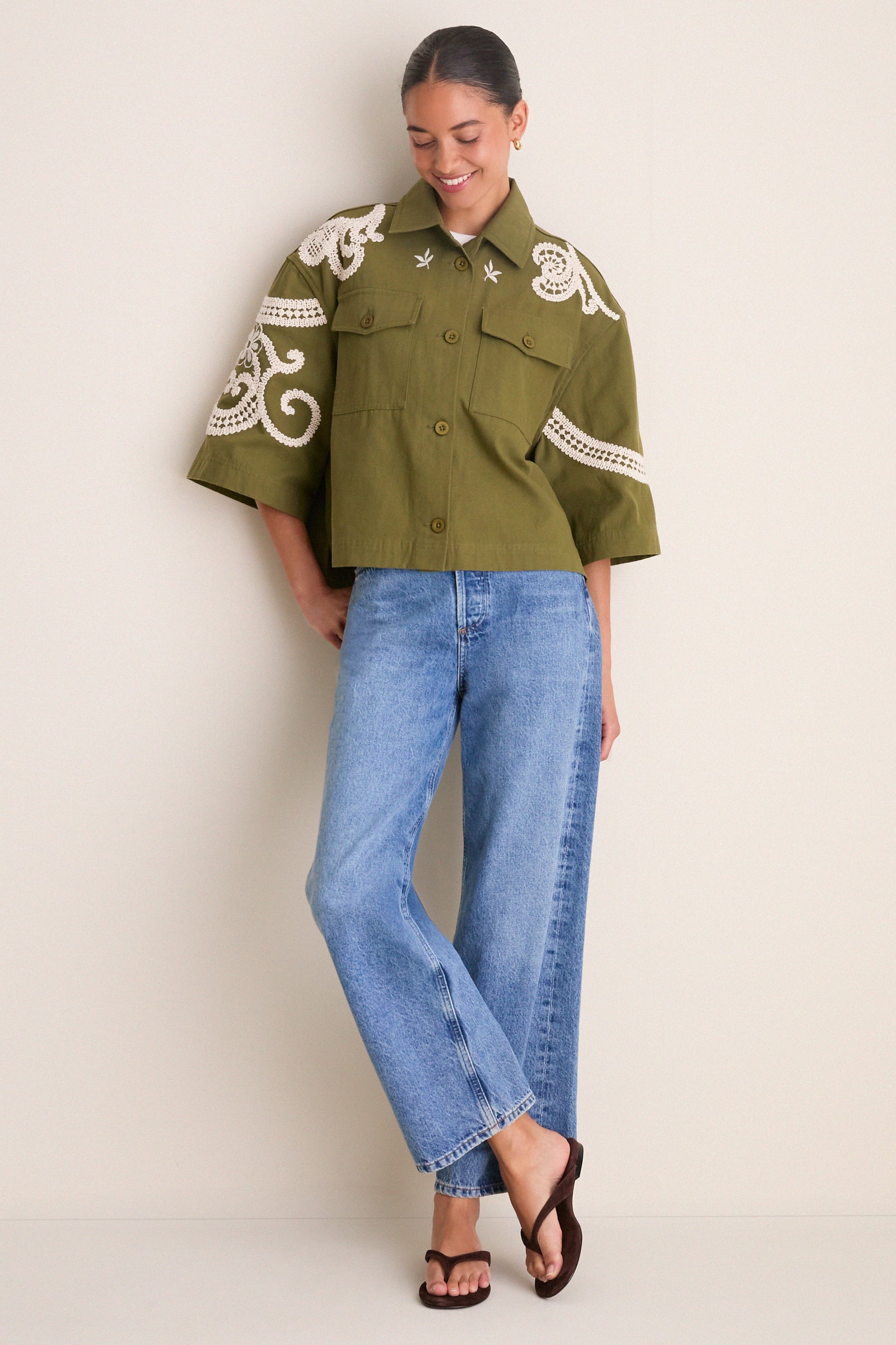 Kaki Flowers Como Jacket