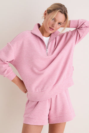 Rose Marl Hawley Half Zip Sweat