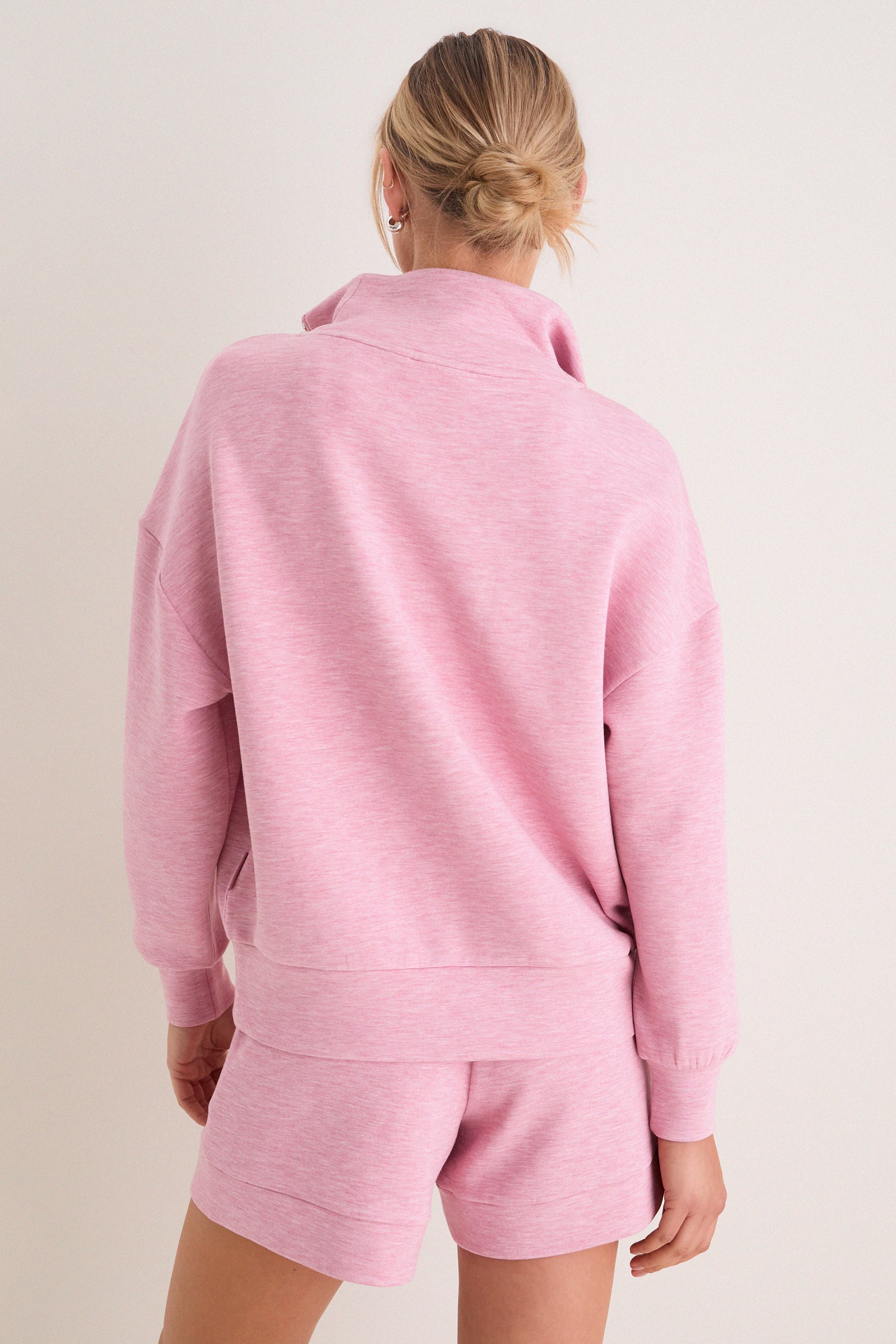 Rose Marl Hawley Half Zip Sweat