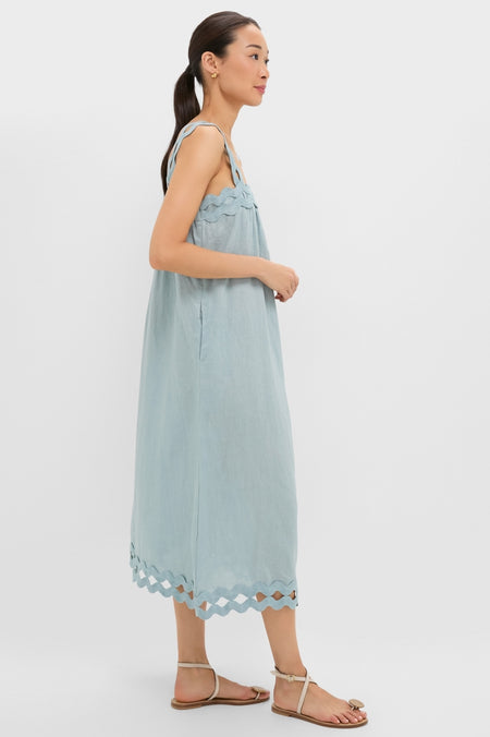 Light Blue Ric Rac Linen Ellis Dress