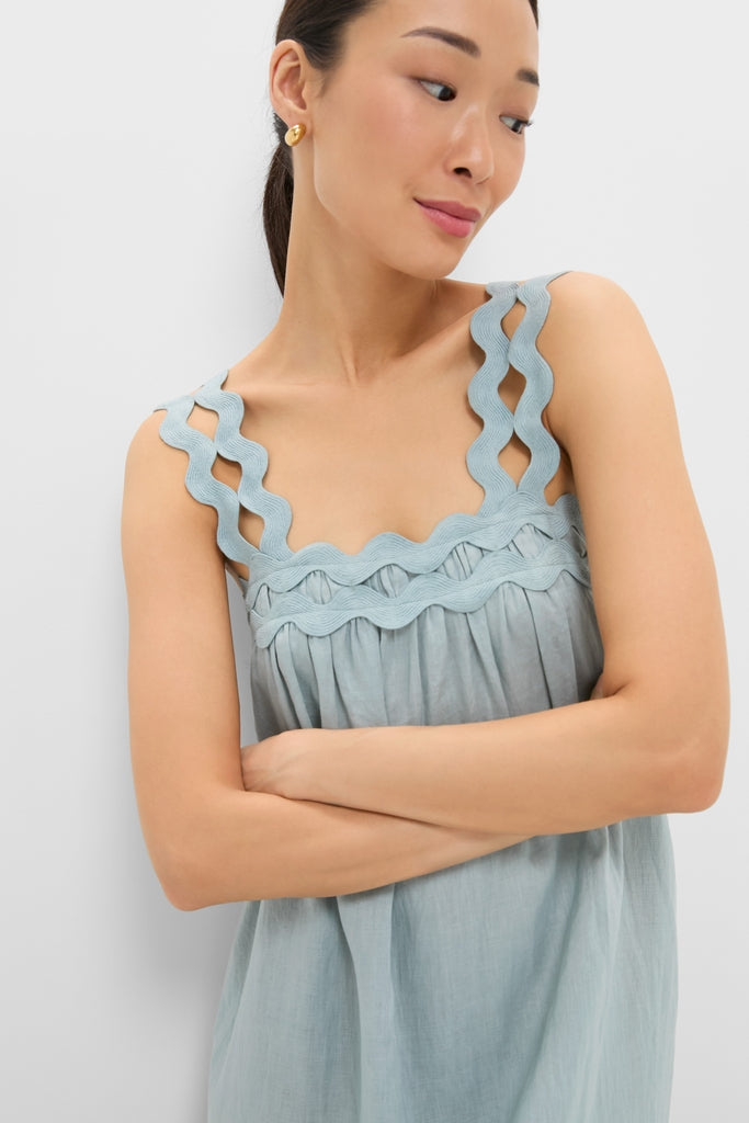 Tuckernuck Light Blue Ric Rac Linen Ellis Dress Light Blue / XXL