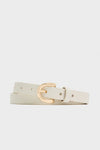 White Curve Buckle Skinny Belt