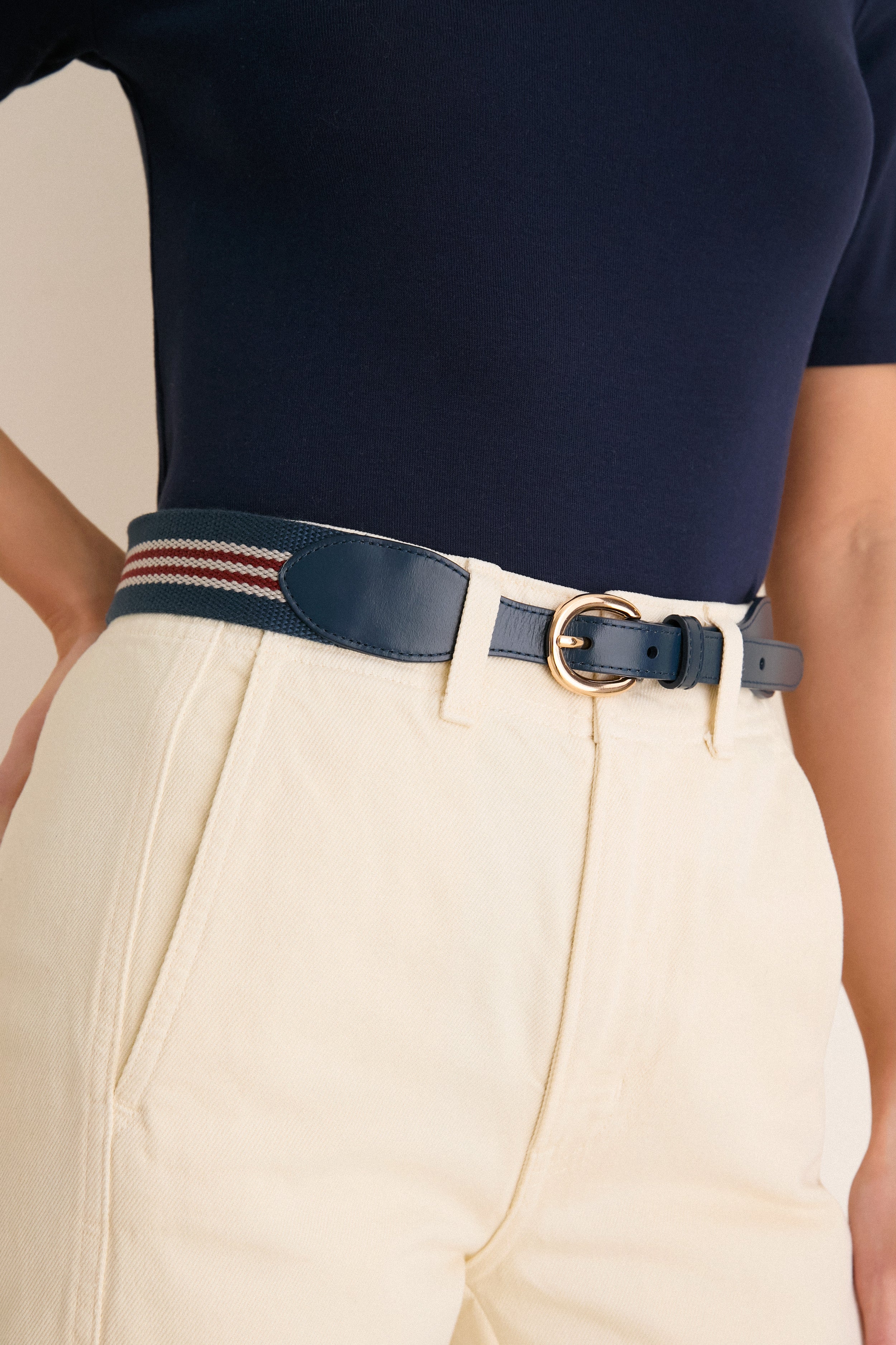 Navy and Red Woven Strap Belt