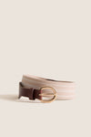 Tan and White Woven Strap Belt