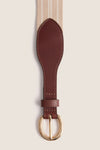 Tan and White Woven Strap Belt