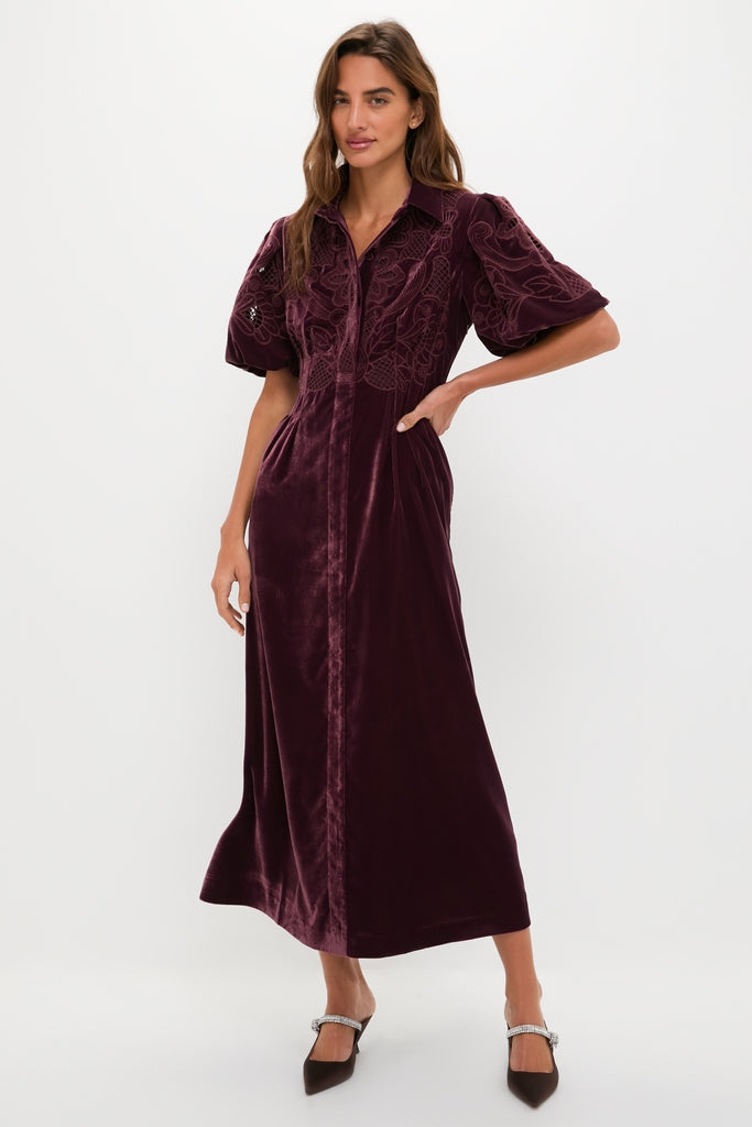 Tuckernuck Winetasting Velvet Lace Delaney Dress Winetasting / L Tuckernuck Winetasting Velvet Lace Delaney Dress Winetasting / L