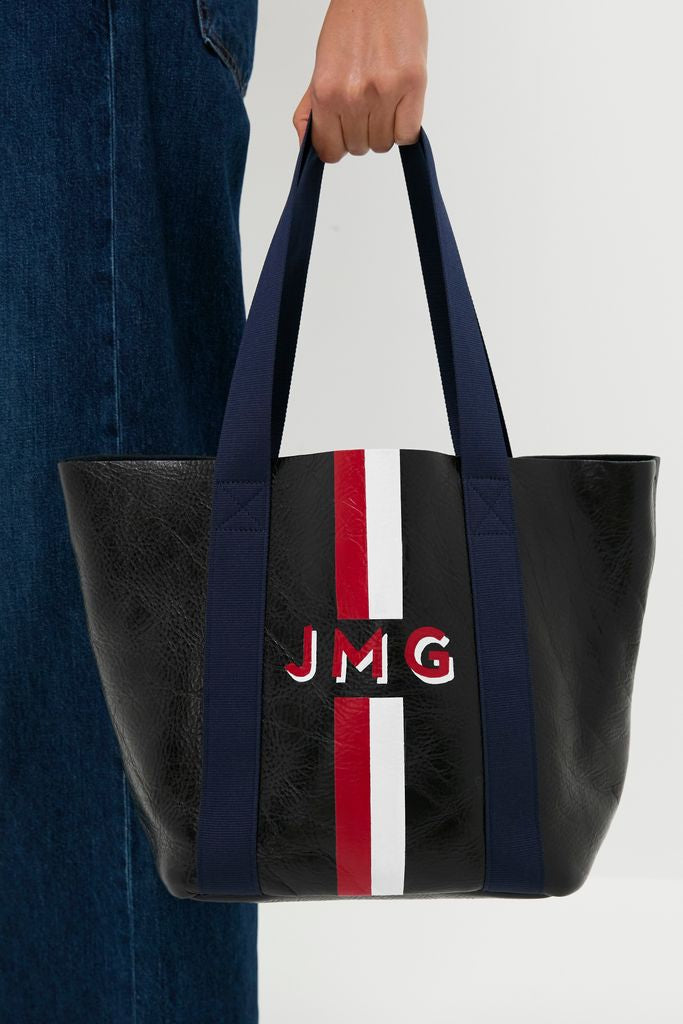 Navy Baby Daddy Tote with Red Monogram