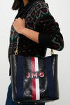 Navy Baby Daddy Tote with Red Monogram
