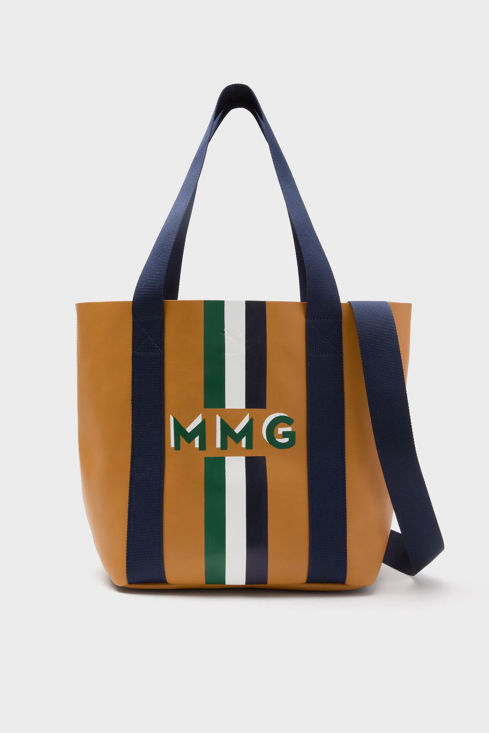 Tan Baby Daddy Tote with Green Monogram