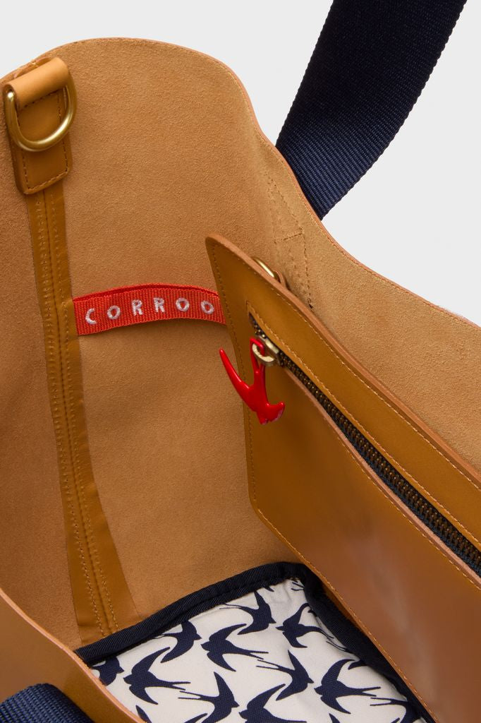 Tan Big Daddy Tote with Green Monogram