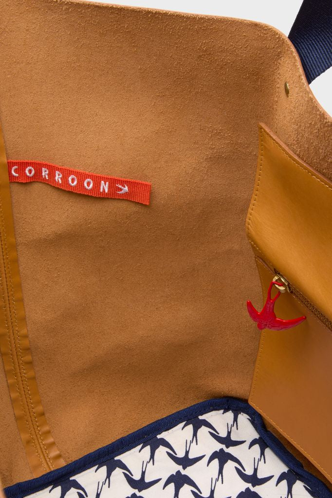 Tan Big Daddy Tote with Red Monogram