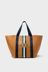 Tan Big Daddy Tote with Green Monogram