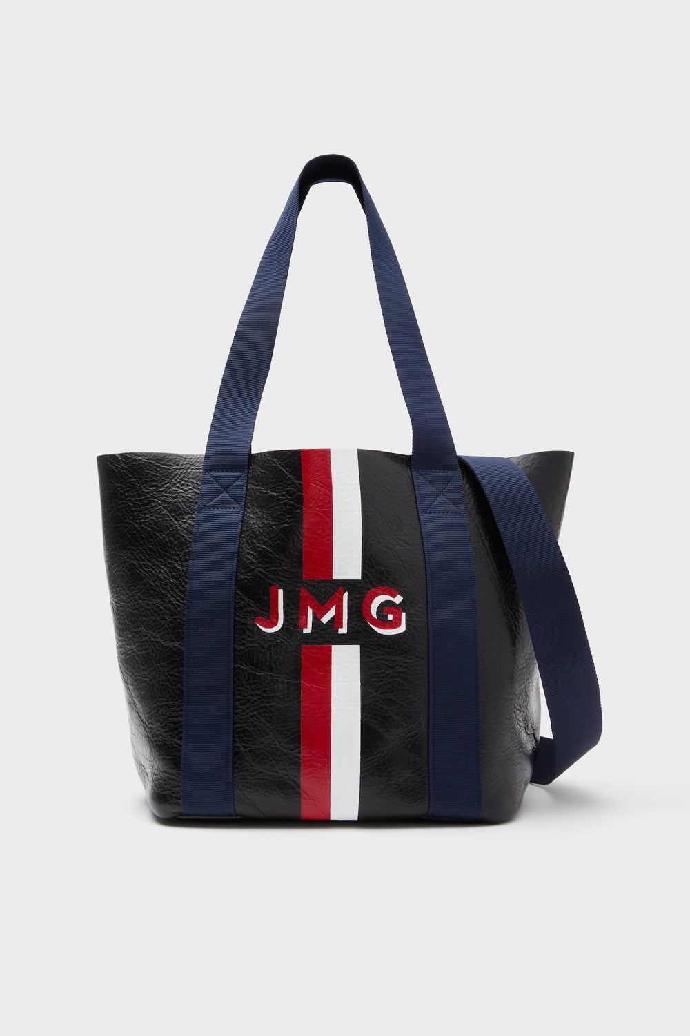 Navy Baby Daddy Tote with Red Monogram